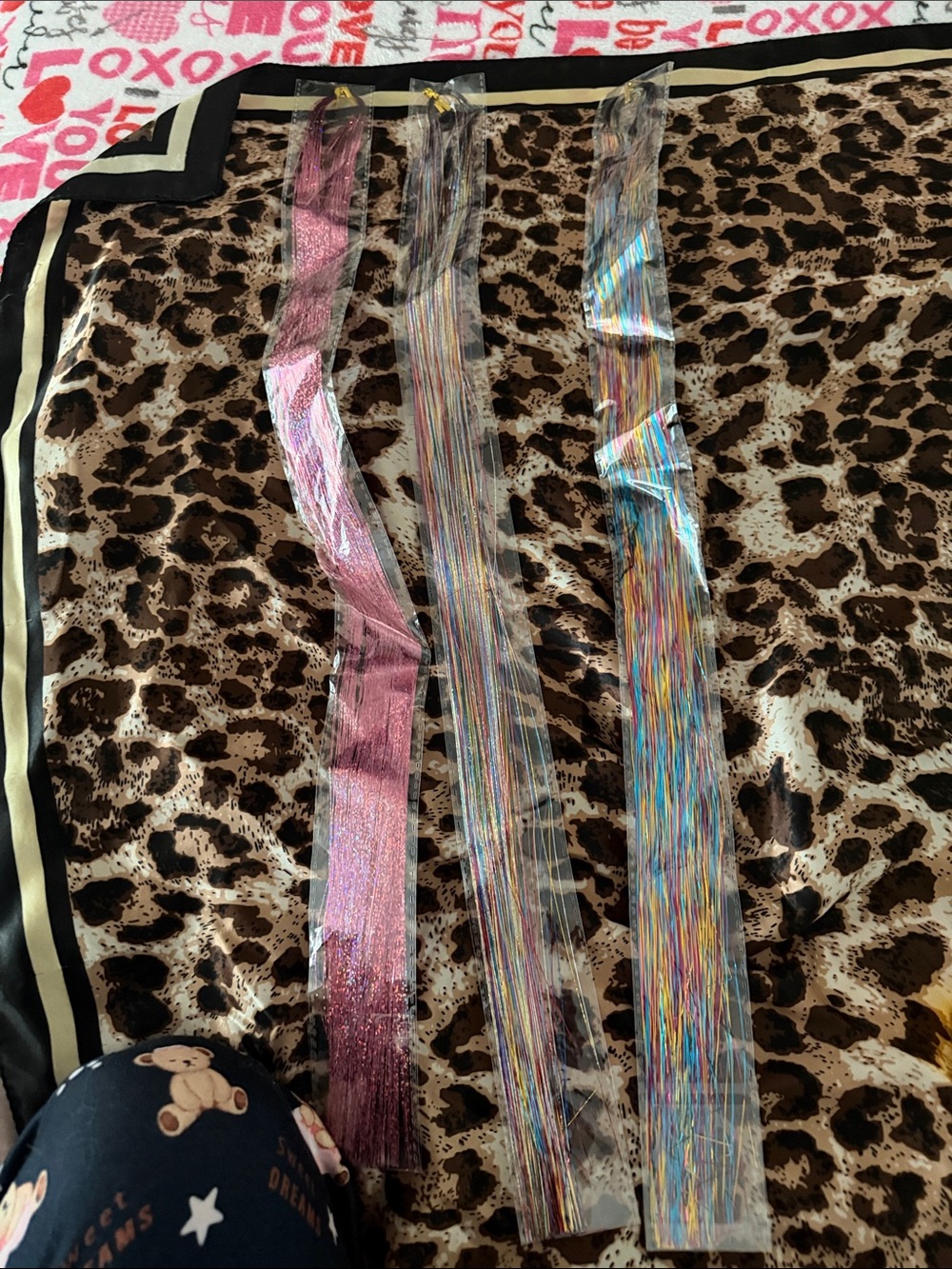 Target Pink and Iridescent Multicolor Hair Extension Strips